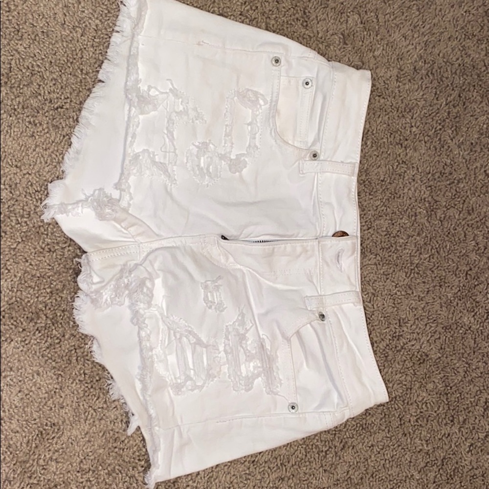 White jean shorts